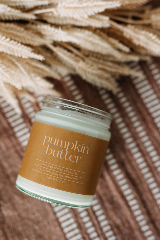 Pumpkin Butter luxury soy candle with pumpkin, clove, butter, and brown sugar